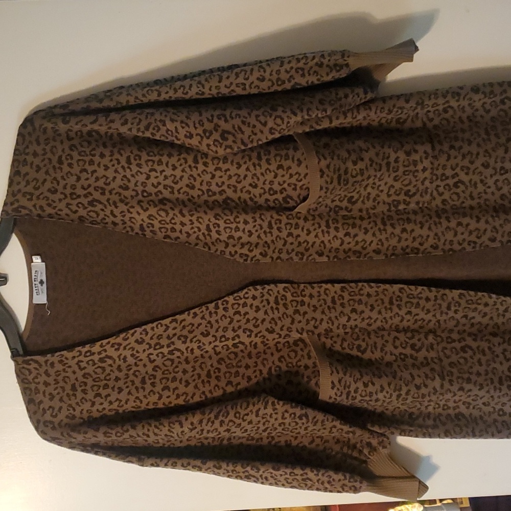 Crazy Train long leopard print cardigan / sweater xl
